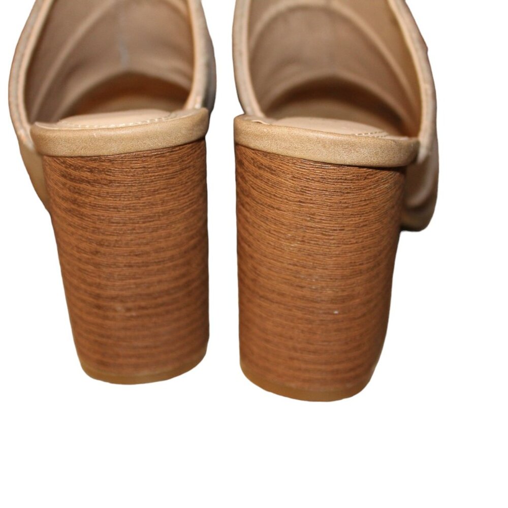Henry Ferrera Champagne Slides with Wood Heels Size 7 NWT's GOLD TONES - Picture 5 of 7